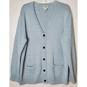LL Bean Men's Cardigan Sweater Light Gray XL Extra Large Grandpa Button V Neck